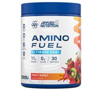 Applied Nutrition Amino Fuel, Polvo de Aminoácidos Esenciales EAA, 390g, 30 Porciones, Sabor Fruit Burst, con BCAAs, Glutamina, Electrolitos, Sin Azúcar