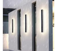 Applique murale d'extérieur à LED, Longue Bande, Solaire, étanche IP65, Design rectangulaire, Noire, en acrylique et Aluminium, idéale pour un Jardin, UNE Villa (80 cm, Blanc)
