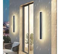 Applique murale d'extérieur à LED, Longue Bande, Solaire, étanche IP65, Design rectangulaire, Noire, en acrylique et Aluminium, idéale pour un Jardin, UNE Villa (80 cm, neutre).