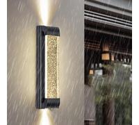 Applique murale d'extérieur LED à bulles de Cristal IP65, résistante à la pluie, en Aluminium et acrylique, Style Moderne, rectangulaire, Noire, pour terrasse, Garage, Porche, salo