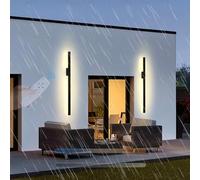 Applique murale d'extérieur LED Avec télécommande, variateur d'intensité, 2700 K-6500 K, Lampe de Patio, IP65, étanche, acrylique, Noir, pour Patio, Couloir, Garage (B, 60 cm)