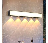 Applique murale d'extérieur LED étanche IP65 Avec Spots, Design Moderne, Longue, en Aluminium, Style minimaliste, rectangulaire, Noire, pour Villa, Couloir, Jardin, Salle de Bain (