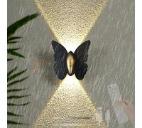 Applique murale d'extérieur LED Papillon étanche IP65 Avec détecteur de mouvement, Rechargeable par USB et télécommande à intensité Variable pour Jardin, véranda, Couloir (Lot de 1