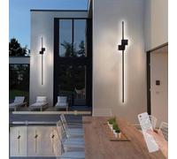 Applique murale d'extérieur Longue LED étanche IP65 à intensité Variable Avec télécommande, Lampe créative Moderne en Aluminium, luminaires pour Couloir, Garage, Cour (Noir, 120 cm