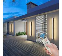 Applique murale d'extérieur Solaire à LED Avec télécommande, étanche IP65, Design Moderne, éclairage d'extérieur Noir, idéal pour un Jardin, UNE Cour, UNE Porte d'entrée ou un coul