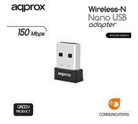 Approx APPUSB150NAV3 - Adaptador inalámbrico Nano N, USB 150 Mbps, Color Negro