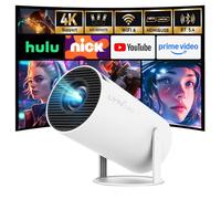 [Apps integradas Actualización] Proyector Inteligente con Wi-Fi 6 y Bluetooth 5.4, Soporte 4K Full HD, Corrección automática de Keystone 360° Proyector Mini de Cine portátil para iOS/Android
