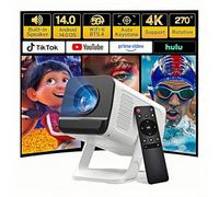 [Apps Integradas & Android 14] Mini Proyector con 5G WiFi 6 Bluetooth 5.4, Soporte 4K 1080P, Auto Keystone, 270° Rotable Projector Portátil Compatibile con HDMI/TV Stick/Laptop/USB/iOS LYNCAST