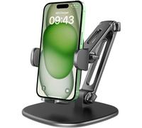 APPS2Car Soporte de teléfono para escritorio [soporte estable de triple abrazadera que no se cae] Altura ajustable rotación de 360 grados, base pesada, compatible con fundas, soporte multifuncional