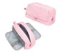 Apradas Bolsa de gran capacidad para bolígrafos de papelería de gran capacidad, bolsa para lápices con 4 compartimentos, bolsa organizadora de papelería para niños y niñas, Pink, 28 x 11 x 3.01 cm