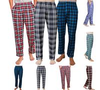 AprBean Paquete de 3 pantalones de pijama de satén de seda para hombre, ropa de descanso con bolsillos, ropa de dormir disponible en tallas grandes y altas, Cuadros oscuros: negro, rojo y azul