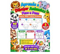 Aprende a Dibujar Animales Paso a Paso: Repasa, dibuja y colorea fácilmente | 40 animales fáciles de aprender | Libro de actividades para niños y niñas de 3 a 6 años