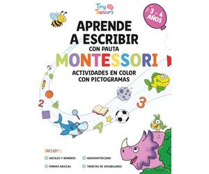 Aprende a Escribir con pauta Montessori - Vocales 3-4 años: Cuaderno de preescritura, grafomotricidad y lectoescritura en color con actividades ... para desarrollar la motricidad y la atención)