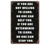Aprender Si No Estás Dispuesto A Aprender, Nadie Puede Ayudarte. Letreros De Estaño Decoración Cartel De Metal Impermeable Placa Metálica Para Pared Cafetería Salón 20X30Cm