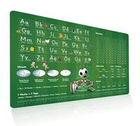 Aprender - Vade de escritorio para niños - Alfombrilla de aprendizaje del alfabeto alemán ABC con letter tracing - aspecto de hora 1x1 - Resistente al agua y lavable de piel similar a la silicona