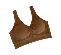 Aprendizaje adulto sujetador de látex con gorras fijas, simple y casual, de gran tamaño, para mujeres, suave y respetuoso con la piel, cómodo para el cuerpo. Leggings técnicos, café, B