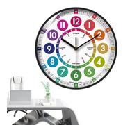 Aprendizaje De Reloj Kids - Reloj De Pared Analógica De 10 Pulgadas, No Tarea | Relojes Educativos Operados Por Baterías Para Niños, Decoración De Habitaciones Para Niños Coloridas, Habilidades Horari