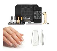 Aprés Gel-X - Kit profesional de extensión de uñas, 14 tamaños 00-9 con medias tallas, puntas de gel suave, sin HEMA/TPO (ataúd corto natural)