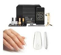 Aprés Gel-X - Kit profesional de extensión de uñas, 14 tamaños 00-9 con medias tallas, puntas de gel suave, sin HEMA/TPO (corto de ataúd esculpido)