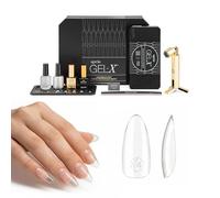 Aprés Gel-X - Kit profesional de extensión de uñas, 14 tamaños 00-9 con medias tallas, puntas de gel suave, sin HEMA/TPO (almendra natural mediana)