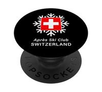 Après Ski Club Suiza Snowflake Bandera Suiza PopSockets PopGrip Adhesivo