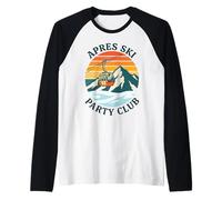 Apres Ski Party Club Vintage Sunset Góndola Montaña Camiseta Manga Raglan