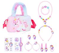 Apricitie Unicornio bolso - Set de regalo con joyas para niñas (3-7 años) - Unicornio joyas para niñas: collar, pulsera, anillo, pasador de pelo