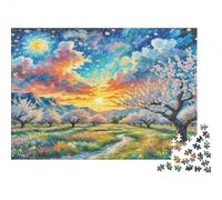 Apricot Blossom 1000 Piece Puzzle for Adults Cherry Tree at Sunset Fun and Challenging Family Game & Great Gift Idea 52x38cm/1000pcs
