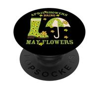 April Showers Bring May Flowers & Rubber Boots For Gardener PopSockets PopGrip Adhesivo