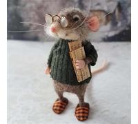 APRILADY Bonito ratón de fieltro de aguja, adorno de ratón de fieltro de lana de Navidad, decoración de muñecas de ratón de Navidad de fieltro, hecho a mano para Navidad, regalo de ratones Docor para