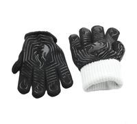 Aprilsunnyzone 1 par de guantes de barbacoa resistentes al calor, agarre de silicona antideslizante, diseño de triple capa con fibra de aramida y algodón de poliéster para un manejo seguro de