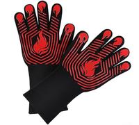 Aprilsunnyzone 1 par de guantes de barbacoa resistentes al calor, agarre de silicona antideslizante, diseño de triple capa con fibra de aramida y algodón de poliéster para un manejo seguro de