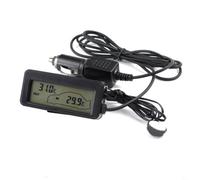 Aprilsunnyzone 1 termómetro digital LCD de 12 V para coche, camión, interior, exterior, medidor de temperatura interior/exterior con cable, sensor de alambre de alta precisión (verde)