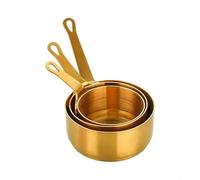 Aprilsunnyzone 3 tazas de salsa de acero inoxidable para salsa de tomate, mostaza y más, diseño ergonómico para un uso cómodo, apto para lavavajillas (dorado)