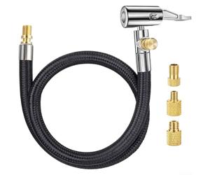 Aprilsunnyzone Adaptador de manguera de inflado de neumáticos con conector de válvula de bloqueo automático, sistema de conexión rápida para un inflado eficiente, construcción de metal resistente a