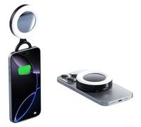 Aprilsunnyzone Anillo de luz de 28 pulgadas con base magnética y espejo para una configuración rápida selfie y video sin hardware adicional (negro)
