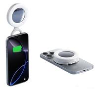 Aprilsunnyzone Anillo de luz de 28 pulgadas con base magnética y espejo para una configuración rápida selfie y video sin hardware adicional (blanco)