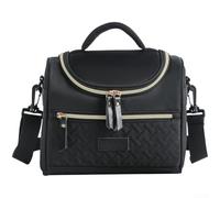 Aprilsunnyzone Bolsa de almuerzo aislada de tela Oxford para uso diario en la oficina, escuela o picnic, mantiene la temperatura de los alimentos con interior impermeable (negro)