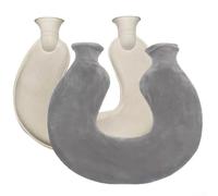 Aprilsunnyzone Calentador de manos grueso y almohadilla térmica bolsa de agua para cuello y hombros, forma de U de doble cabeza para alivio del calor específico y calor calmante en invierno (gris poco