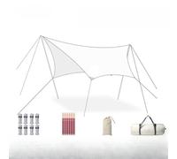 Aprilsunnyzone Camping Canopy 4.2x4.1M Tela impermeable TC con postes y retenedor para protección solar y lluvia al aire libre (blanco)