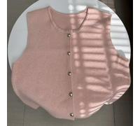 Aprilsunnyzone Chaleco de punto sin mangas para mujer con cuello en V y botones frontales, adecuado para citas diarias, compras y fiestas (para talla rosa)