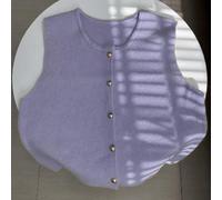 Aprilsunnyzone Chaleco de punto sin mangas para mujer con cuello en V y botones frontales, adecuado para citas diarias, compras y fiestas (para talla morada)
