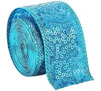 Aprilsunnyzone Cinta de tela de 3 8 cm x 2 m con lentejuelas para envolver cajas, hacer lazos y escenas decorativas (3,8 cm, color azul)