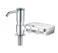 Aprilsunnyzone Dispensador de jabón giratorio para fregadero de cocina con base de aluminio de grado aeroespacial engrosada y mecanismo de dispensación de acción de presión (C)