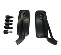 Aprilsunnyzone Espejo retrovisor de motocicleta con aspecto retro clásico, carcasa de aleación de aluminio, vidrio azul claro, adecuado para y más (vidrio azul negro)