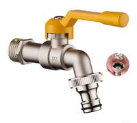 Aprilsunnyzone Grifo de latón resistente a la congelación para exteriores con doble salida y alto caudal, adecuado para riego de jardín, sistemas de riego y necesidades de lavado de automóviles (A)