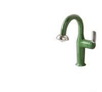 Aprilsunnyzone Grifo de lavabo que combina estilo OVNI y función extraíble, suministro de agua de doble flujo y extensión de manguera de 60 cm para uso (verde desierto)