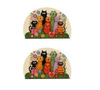 Aprilsunnyzone Lindo patrón de gato antideslizante alfombra de entrada para puerta resistente a la suciedad alfombra de piso de algodón para uso interior y exterior (2 piezas)