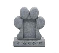 Aprilsunnyzone Marcador de jardín de piedra conmemorativa para perros al aire libre con forma de huella de pata y marco de fotos para honrar a las mascotas, resina impermeable (lápidas para mascotas)