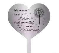 Aprilsunnyzone Marcador de tumba de acero inoxidable en forma de corazón con construcción para resistencia a la intemperie y uso al aire libre (B)